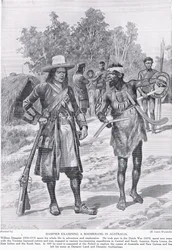 Dampier Onderzoekt een Boemerang in Australië, ca. 1910
